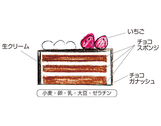 X’mas 生チョコレートケーキ イラスト